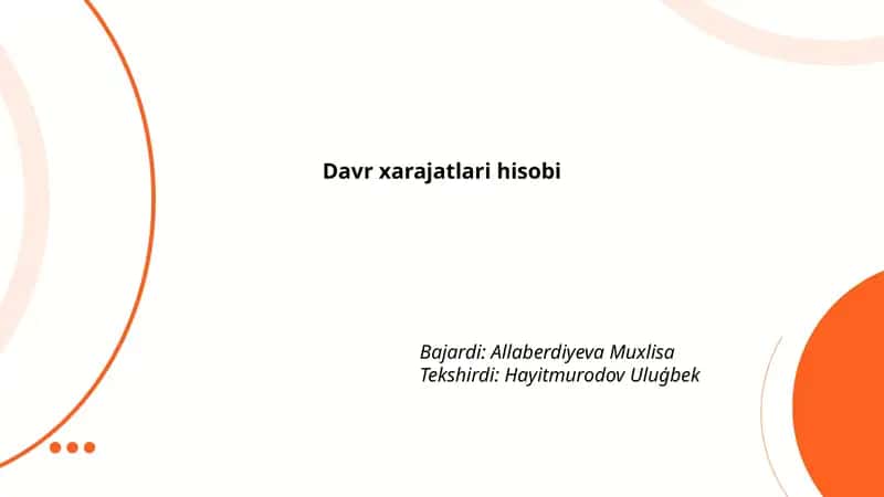 Davr xarajatlari hisobi 1