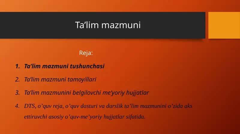 Ta’lim mazmuni 1