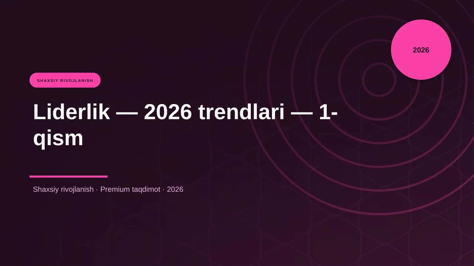 Liderlik — 2026 trendlari — 1-qism 1