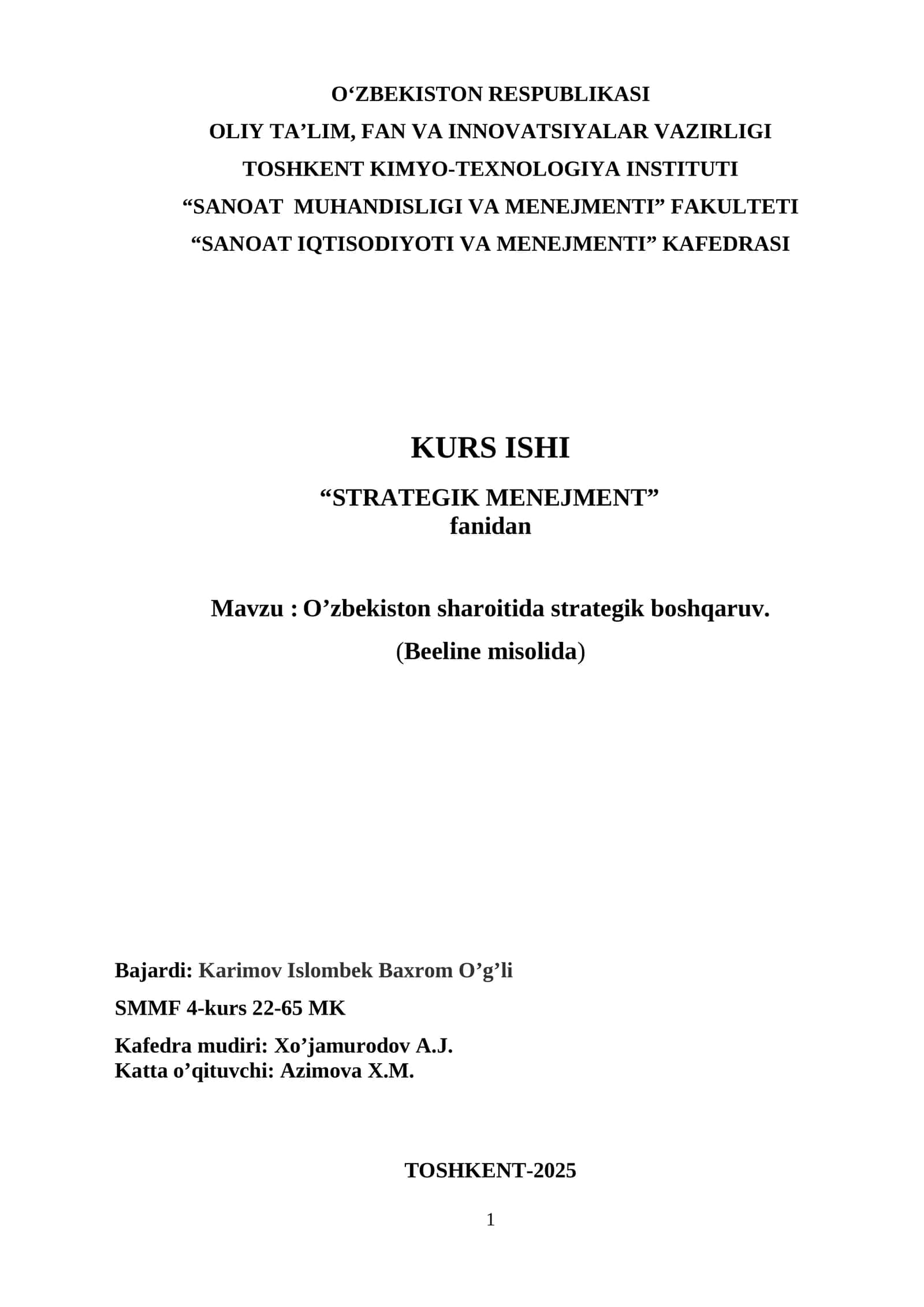 Kurs ishi namuna 1