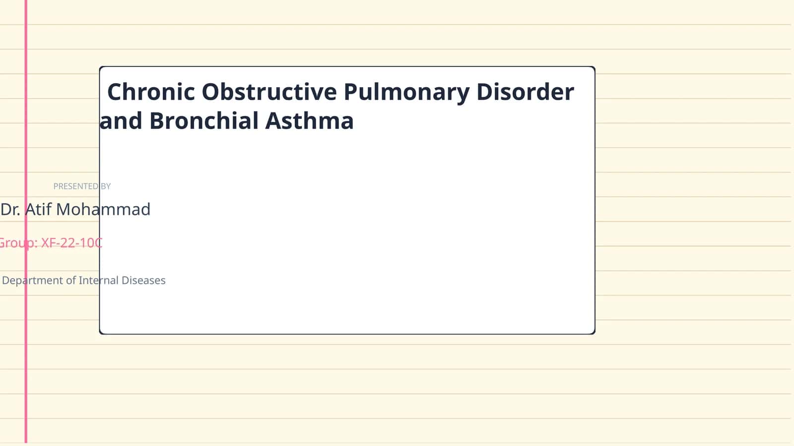 Chronic Obstructive Pulmonary Disorder and Bronchial Asthma 1
