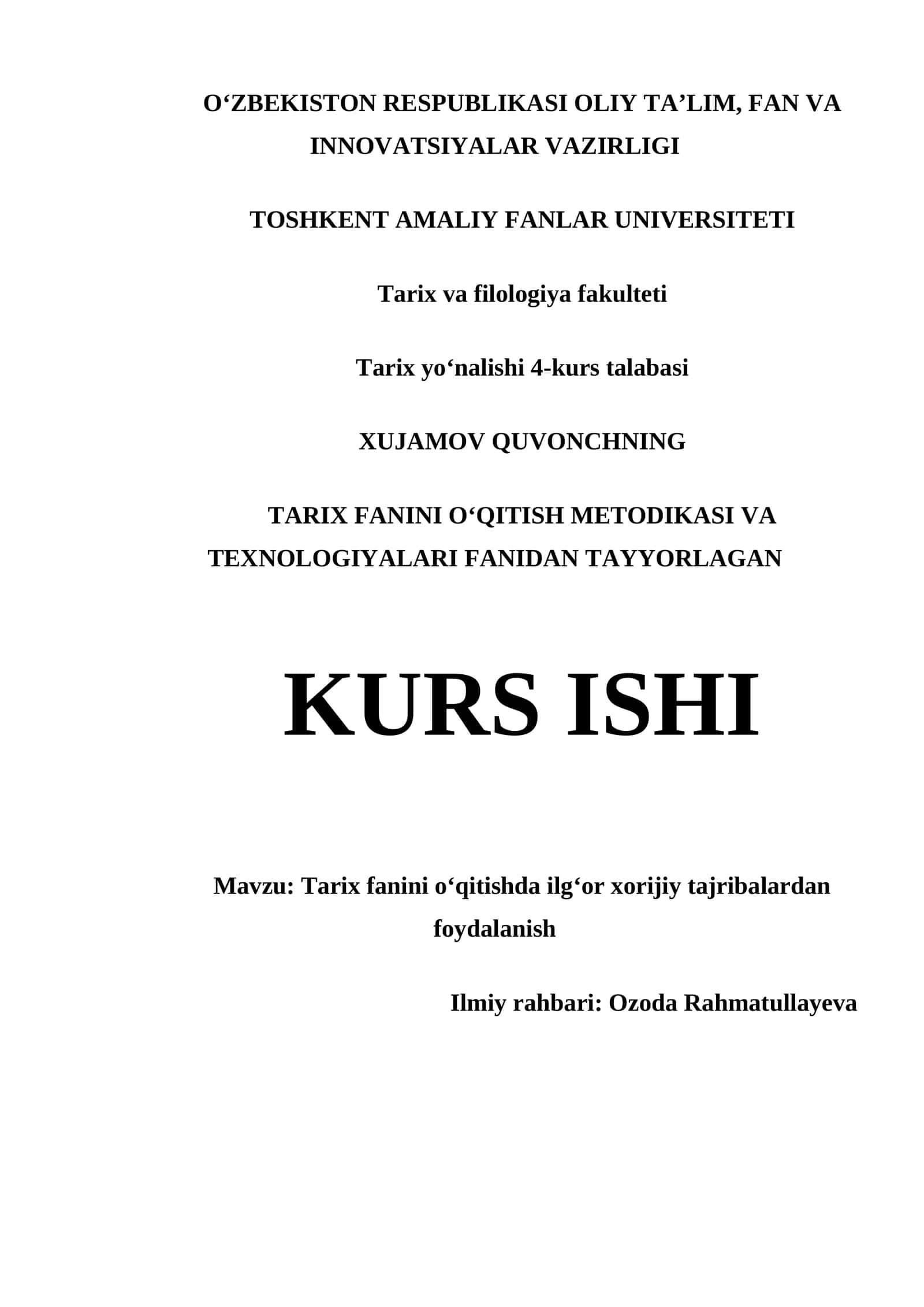 TARIX FANINI OʻQITISHDA ILGʻOR XORIJIY TAJRIBALARDAN FOYDALANISH 1