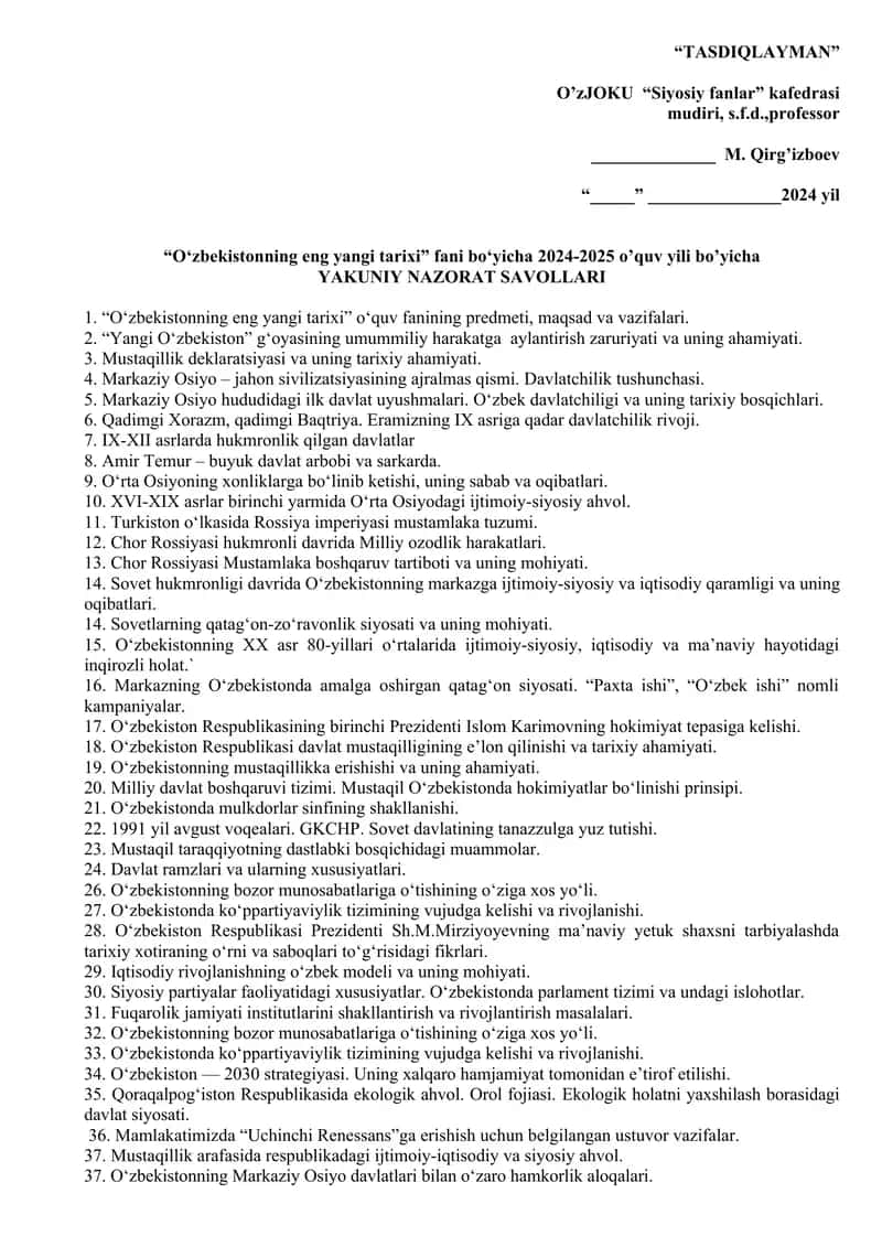 O‘zbekistonning eng yangi tarixi 1