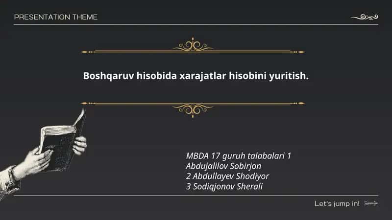 Boshqaruv hisobida xarajatlar hisobini yuritish 1