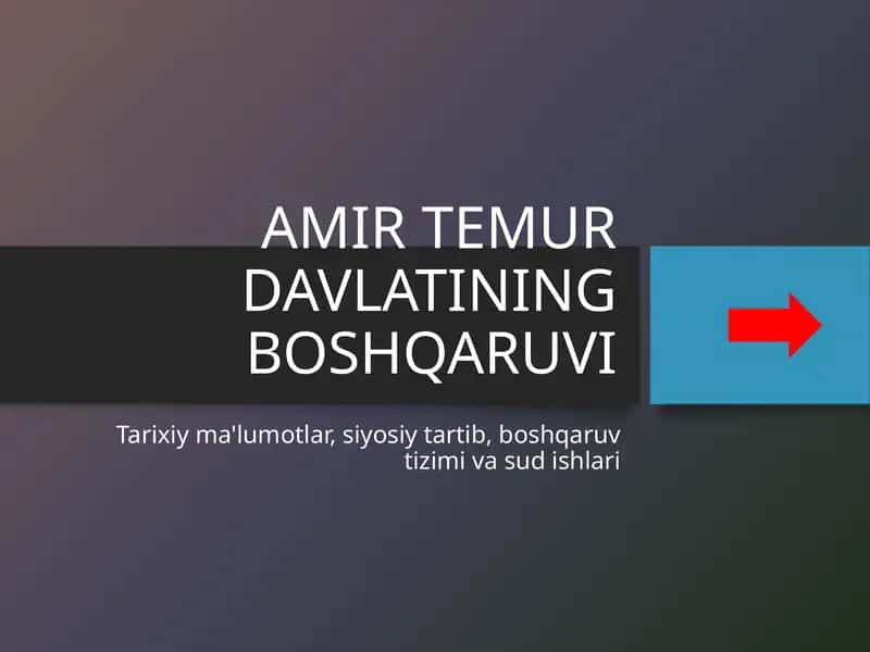 AMIR TEMUR DAVLATINING BOSHQARUVI 1