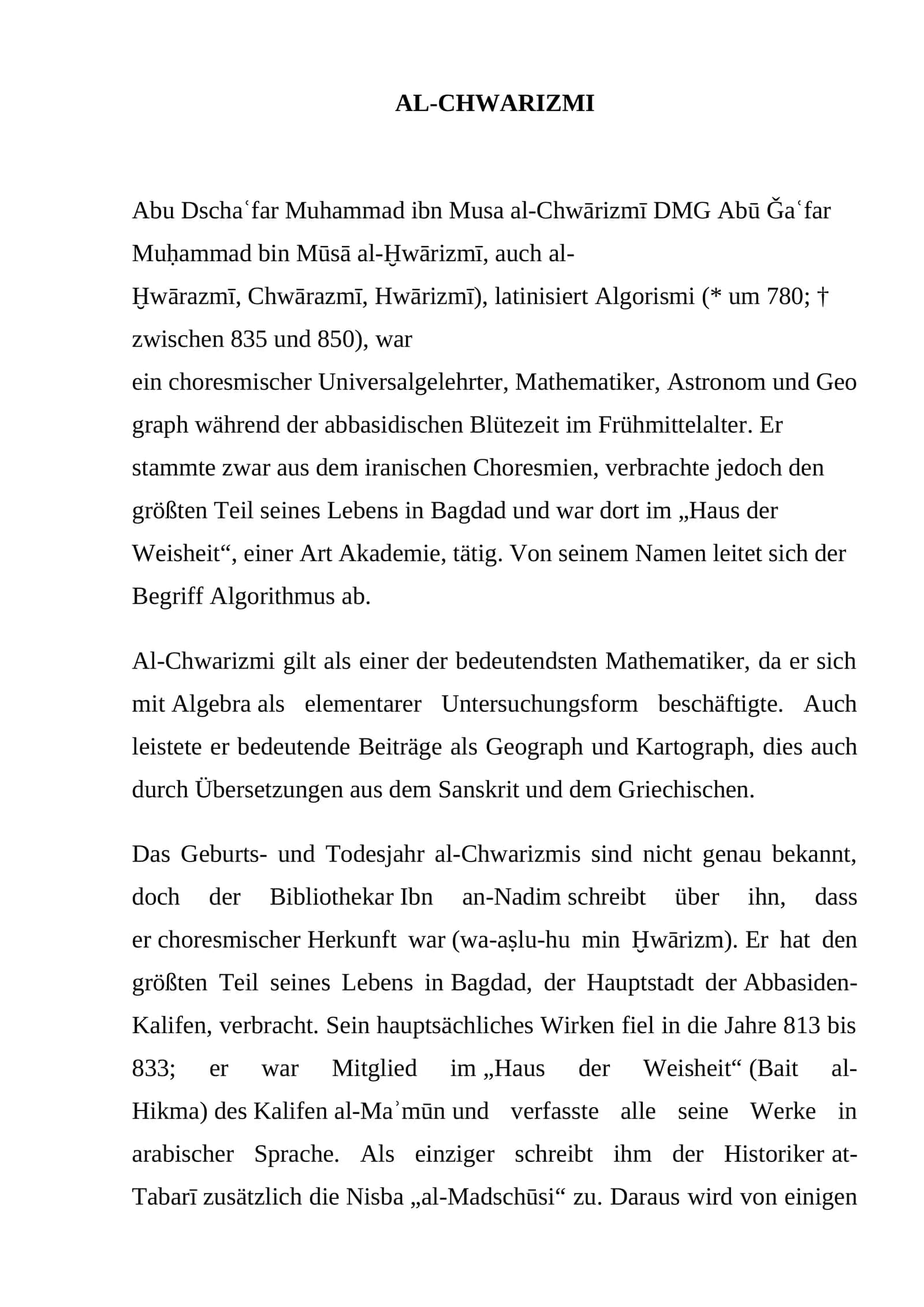 AL-CHWARIZMI 1