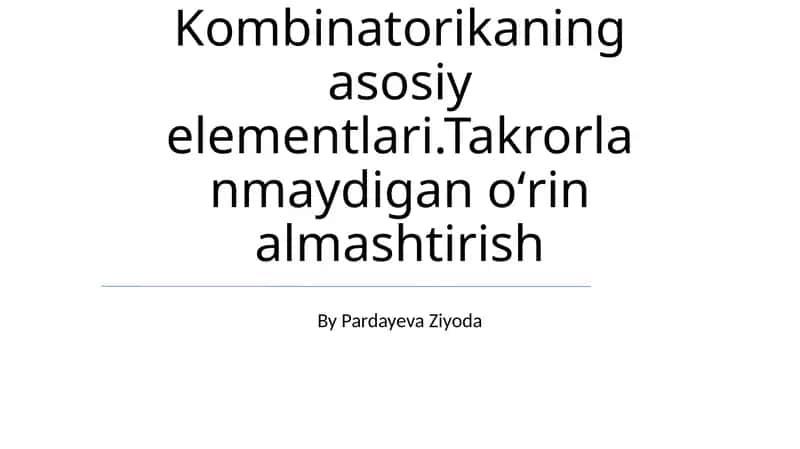 Kombinatorika asoslari 1