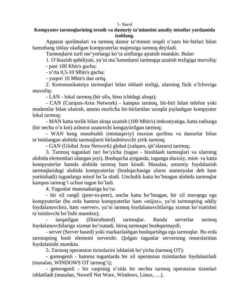 Kompyuter tarmoqlari 1