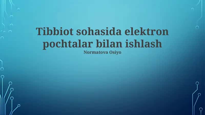 Tibbiot Platformasi Elektron Pochtalar 1