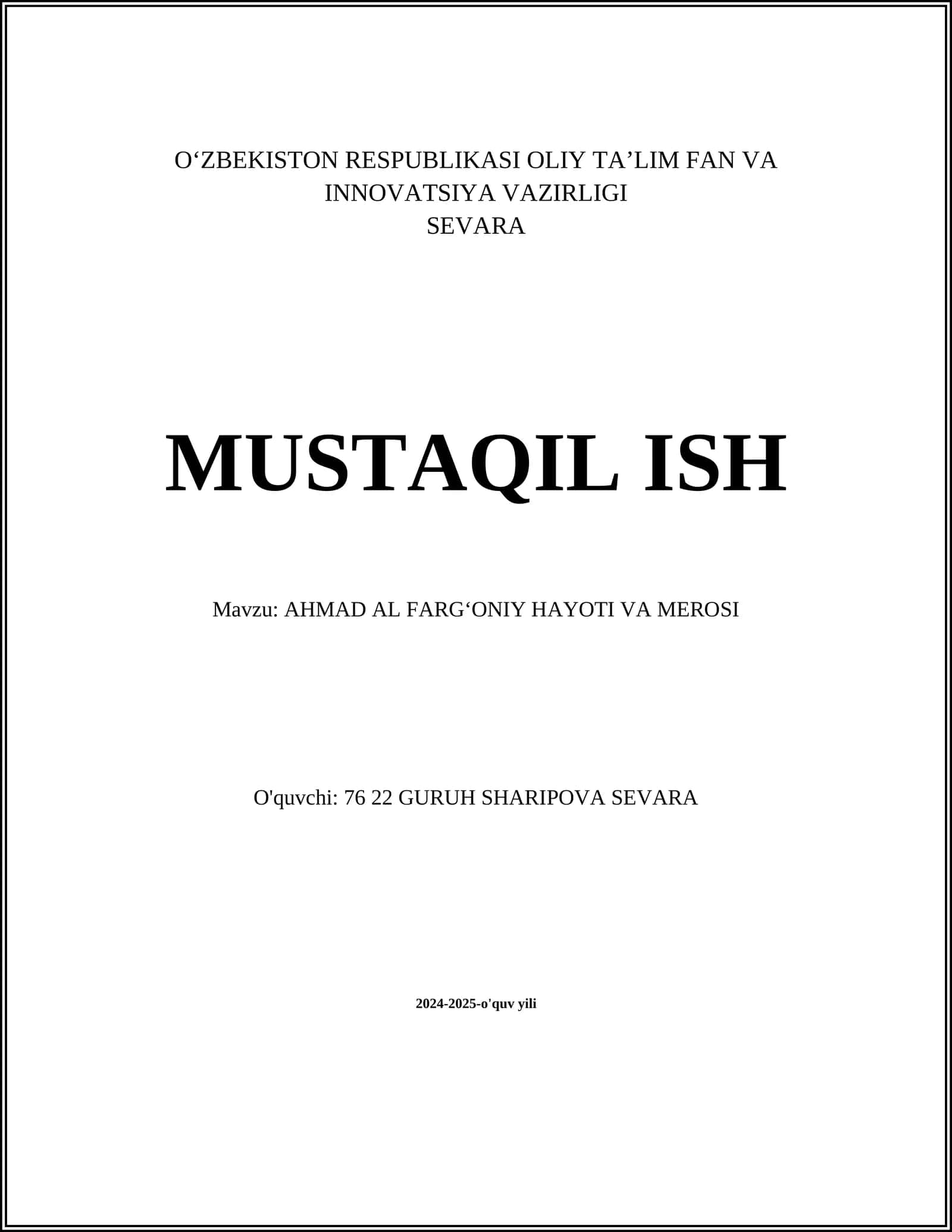 AHMAD AL FARGʻONIY HAYOTI VA MEROSI 1