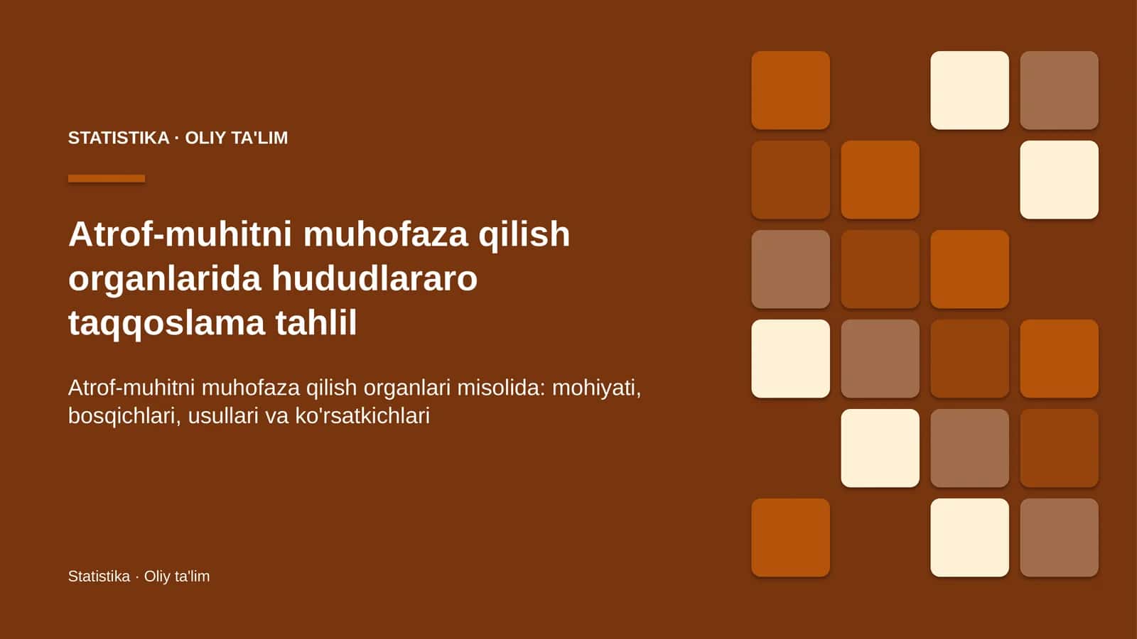 Atrof-muhitni muhofaza qilish organlarida hududlararo taqqoslama tahlil 1