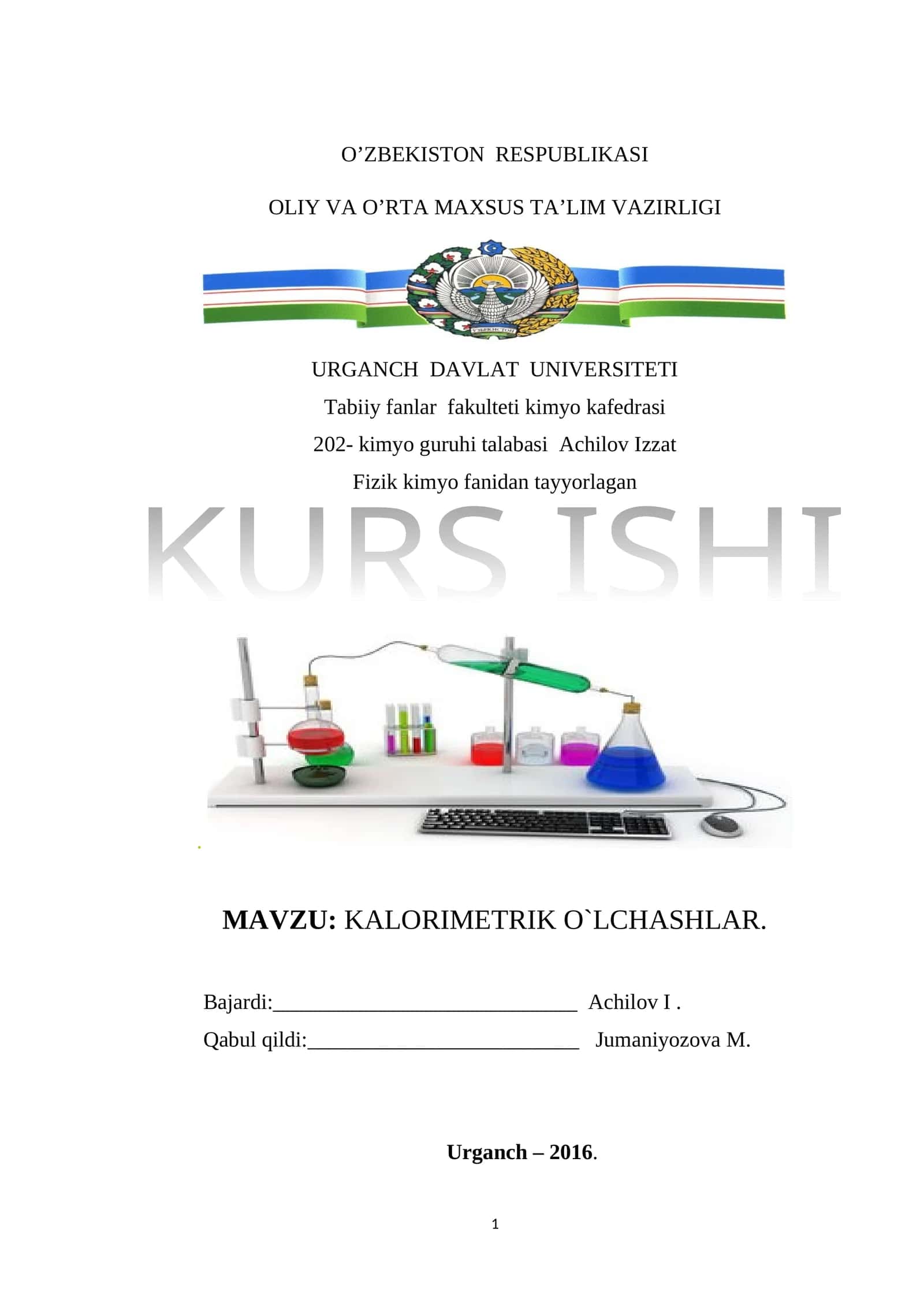 Kalorimеtrik o`lchashlar 1
