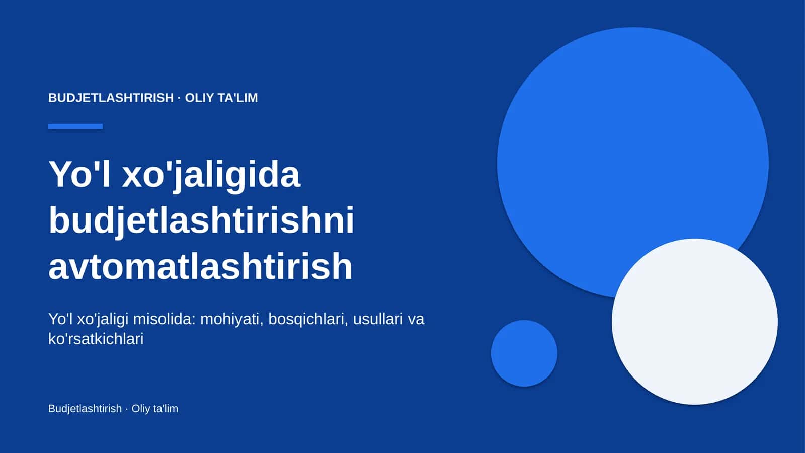 Yo'l xo'jaligida budjetlashtirishni avtomatlashtirish 1