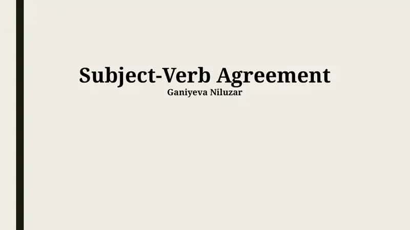 Subject-Verb Agreement 1