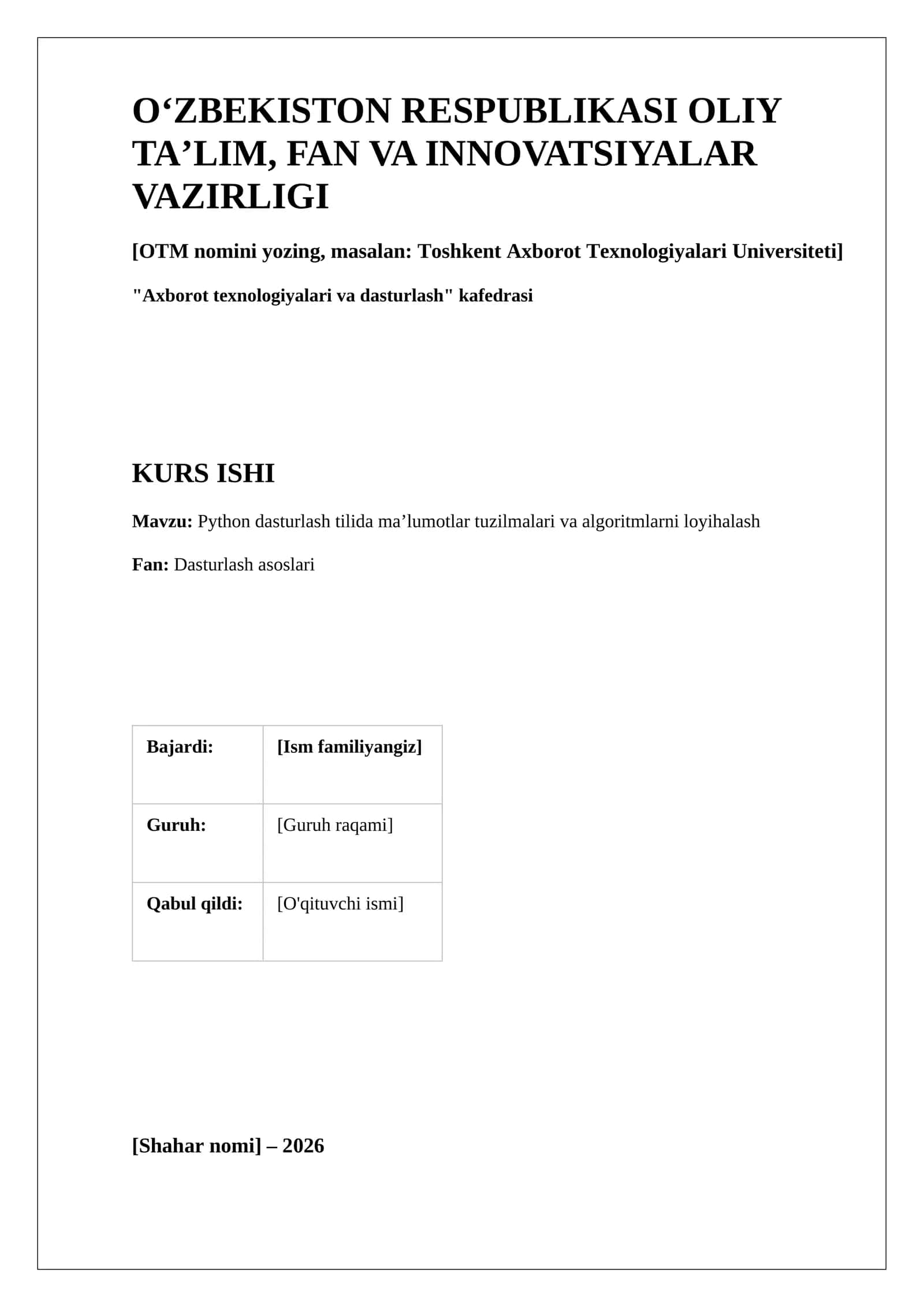 Python dasturlash tilida maʼlumotlar tuzilmalari va algoritmlarni loyihalash 1