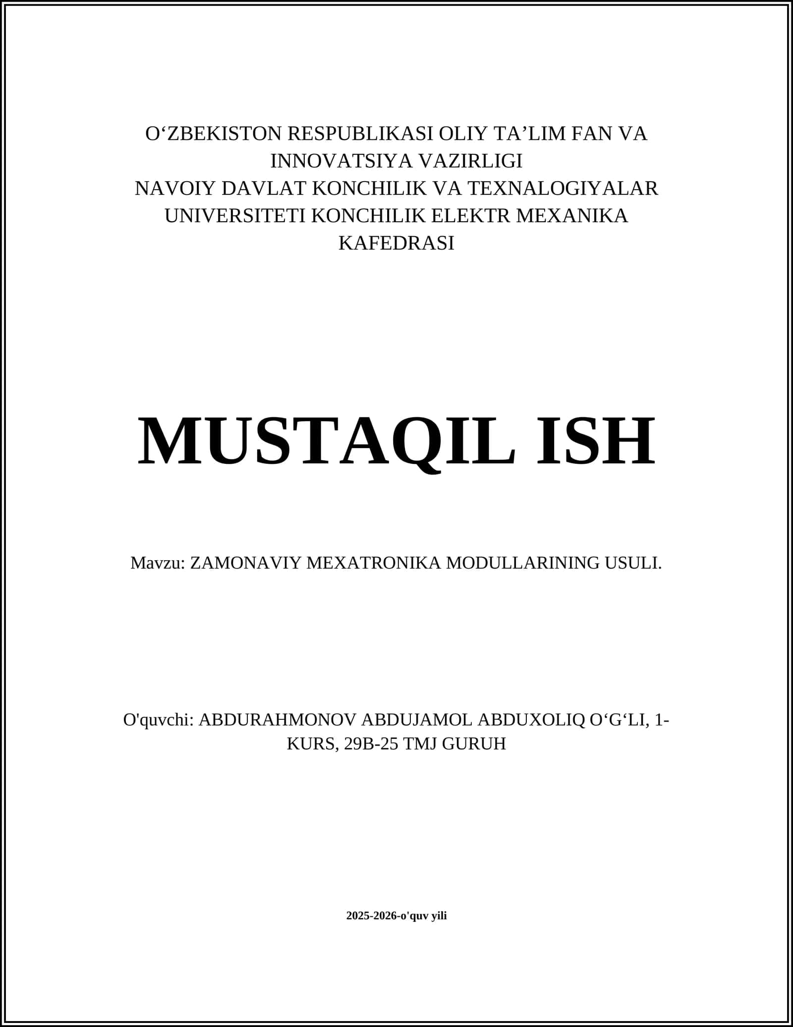 ZAMONAVIY MEXATRONIKA MODULLARINING USULI 1