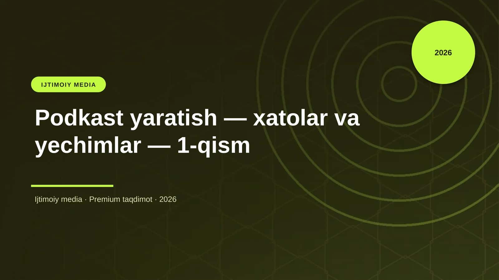 Podkast yaratish — xatolar va yechimlar — 1-qism 1