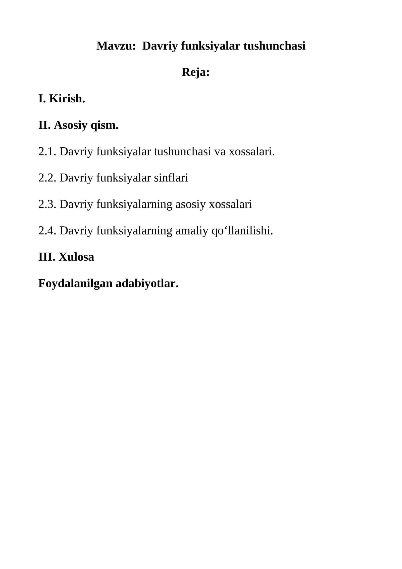Davriy funksiyalar tushunchasi 1