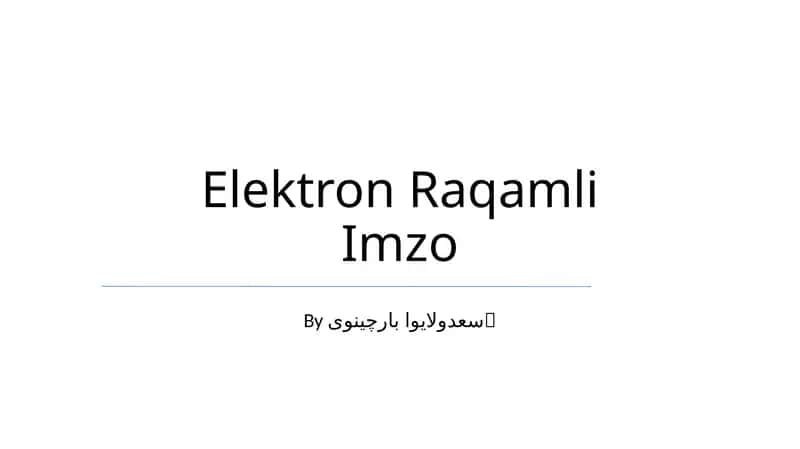Elektron Raqamli Imzo 1