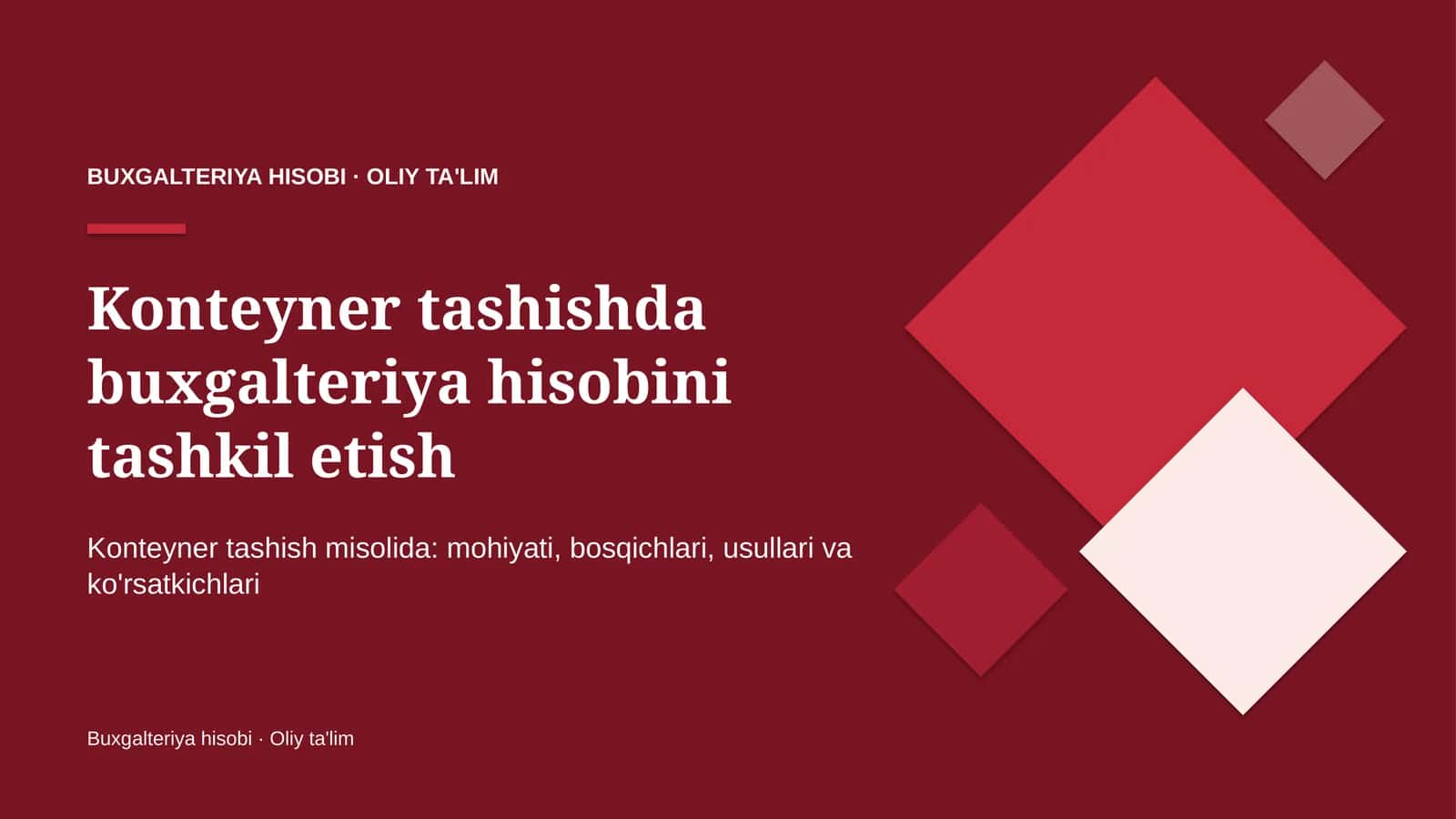 Konteyner tashishda buxgalteriya hisobini tashkil etish 1