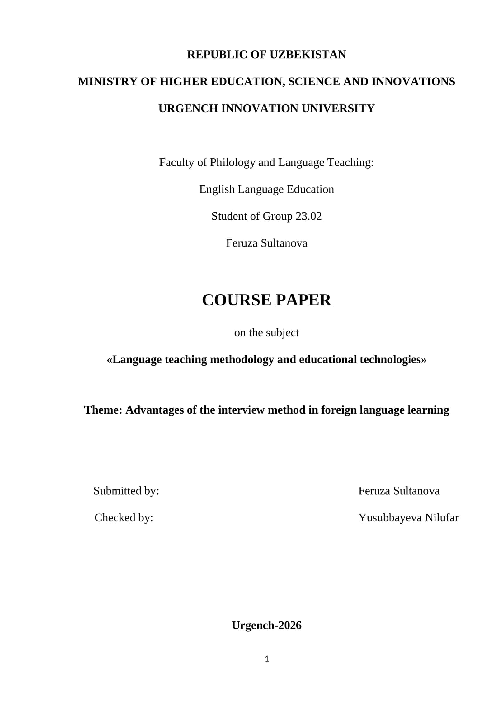 Advantages of interview methods in foreign language learning 1