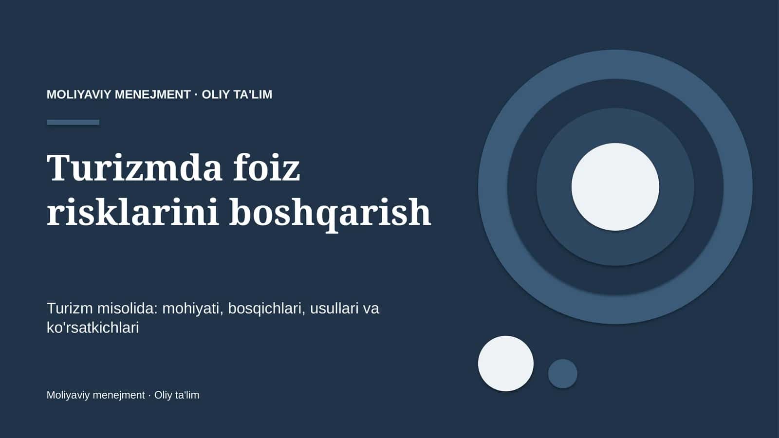 Turizmda foiz risklarini boshqarish 1
