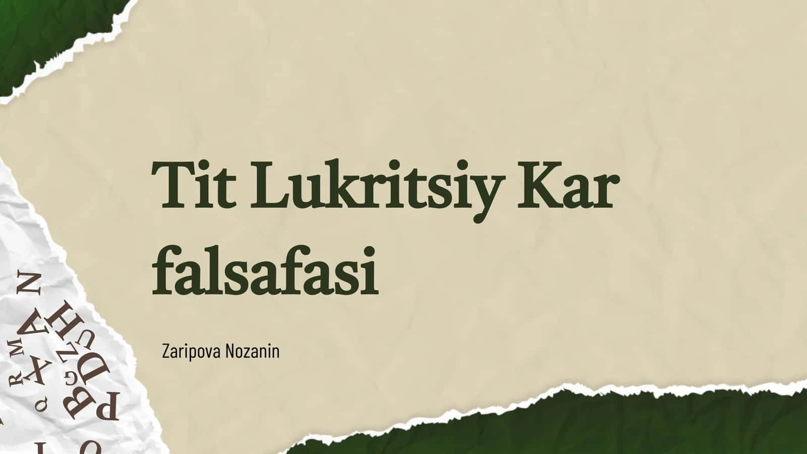 Tit Lukritsiy Kar falsafasi 1