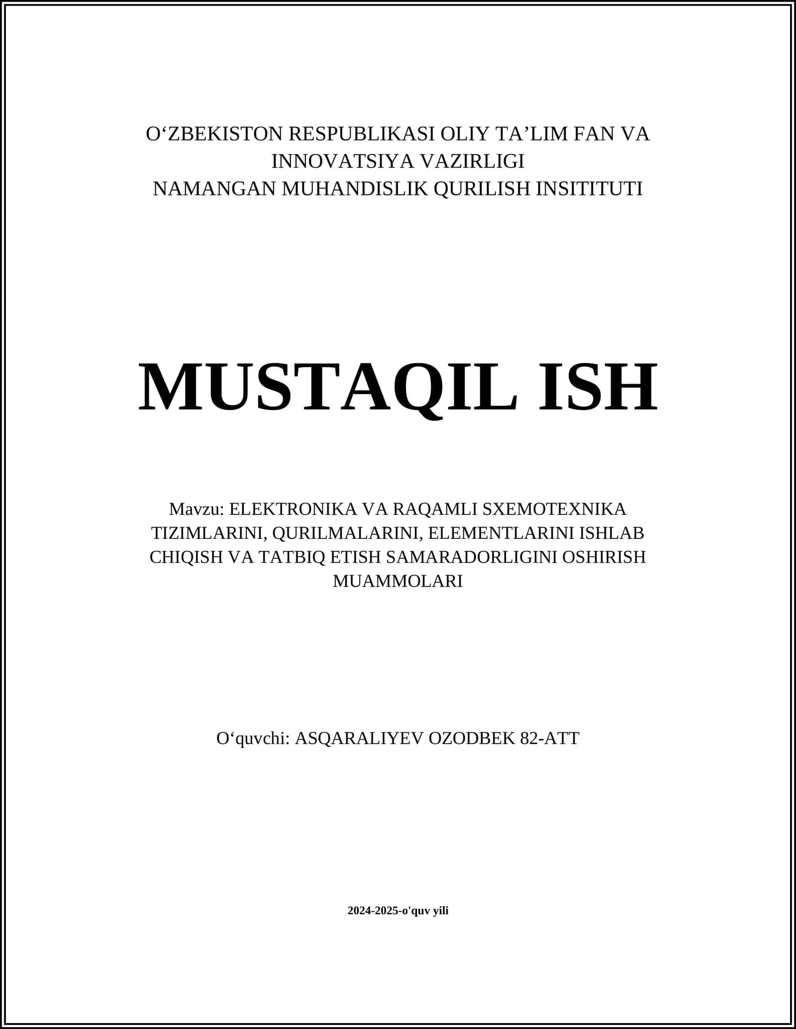 Raqamli sxemotexnika asoslari 1