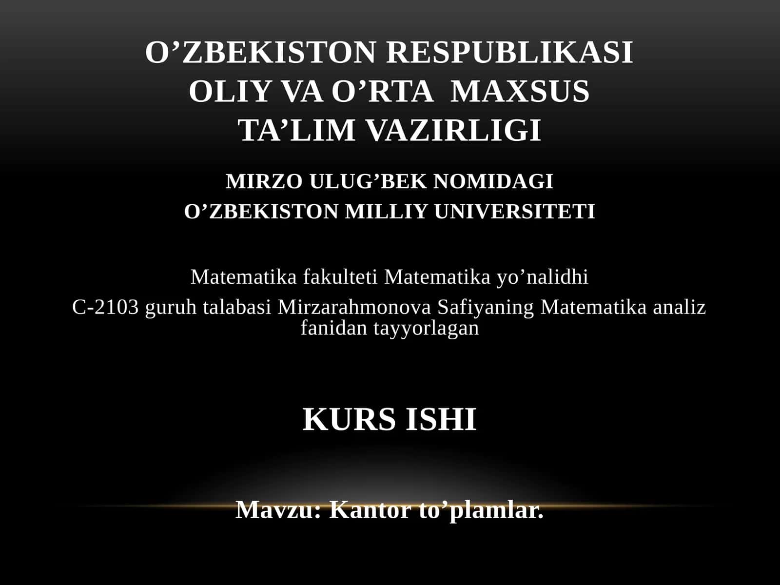 Kantor to’plamlar 1