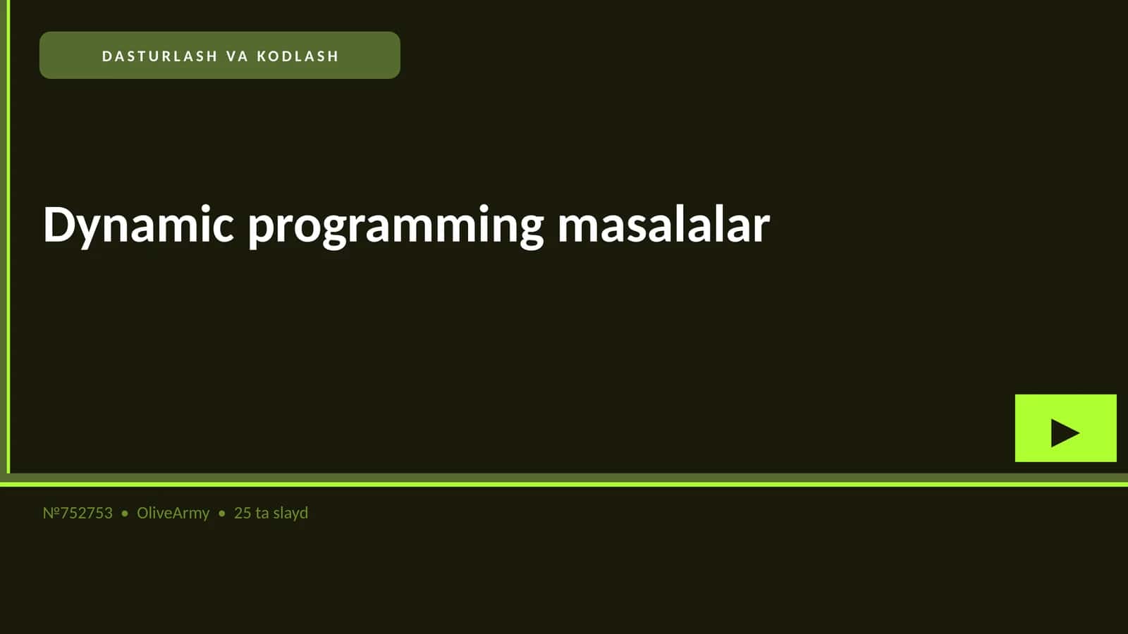 Dynamic programming masalalar 1