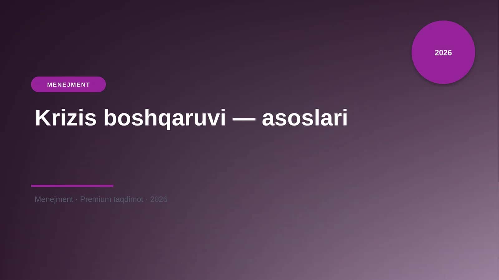 Krizis boshqaruvi — asoslari 1