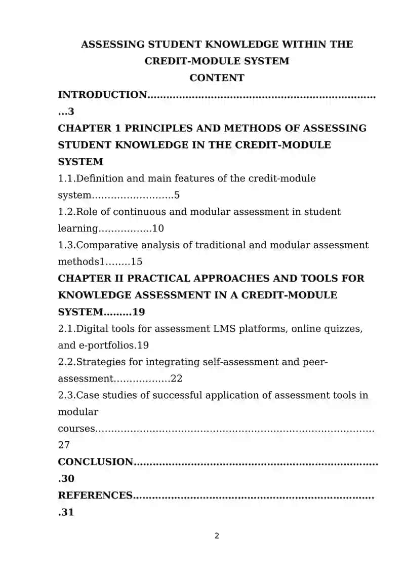Assessing Student Knowledge within the Credit-Module System