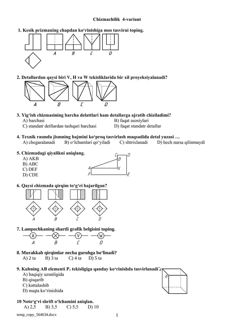 Chizmachilik test 1