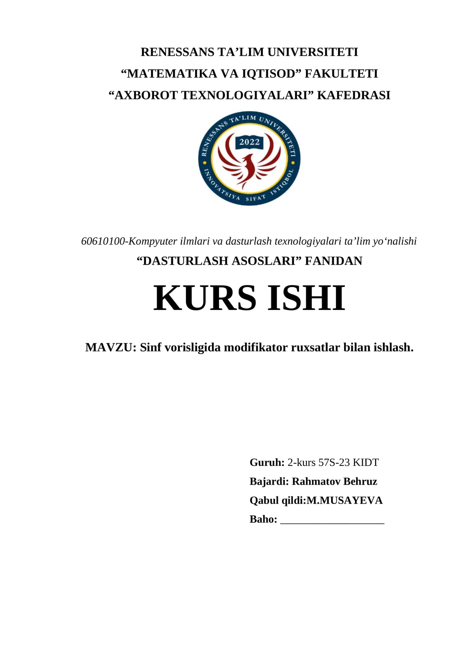 C++ DA FAYLLAR BILAN ISHLASH 1