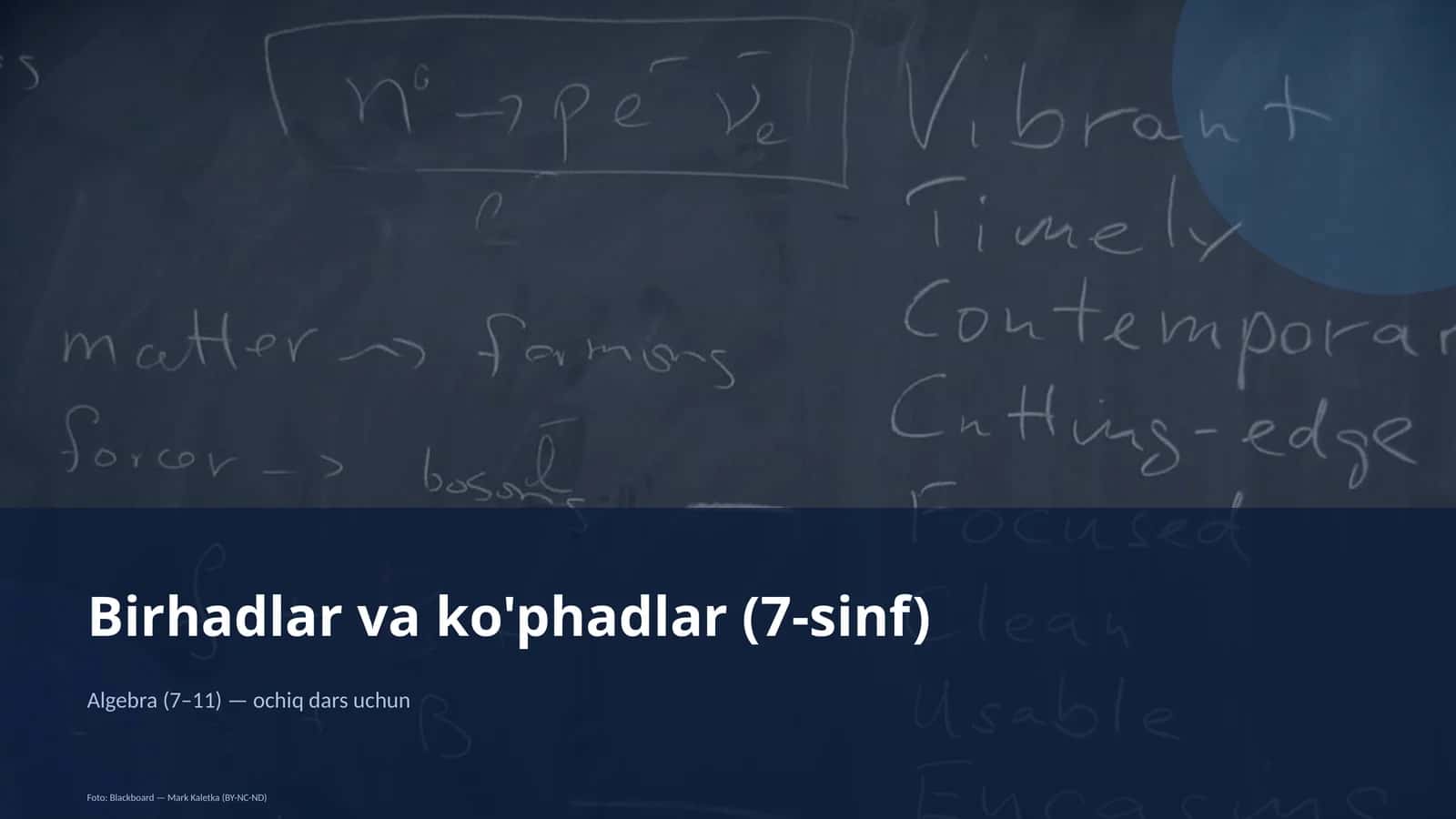Algebra (7–11) — ochiq dars uchun 1