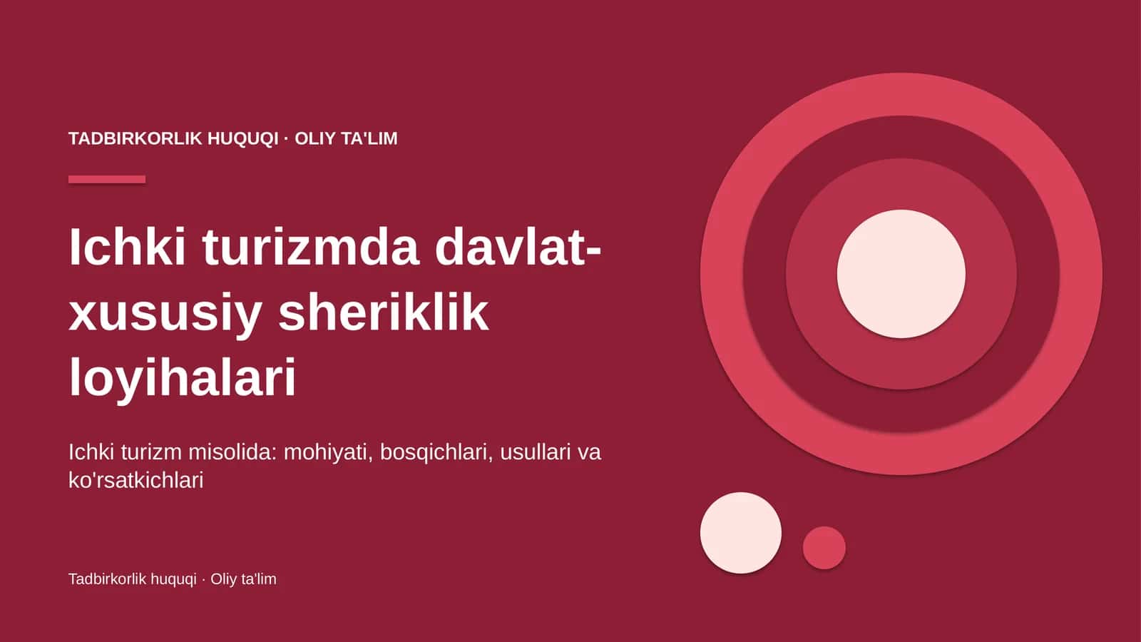 Ichki turizmda davlat-xususiy sheriklik loyihalari 1