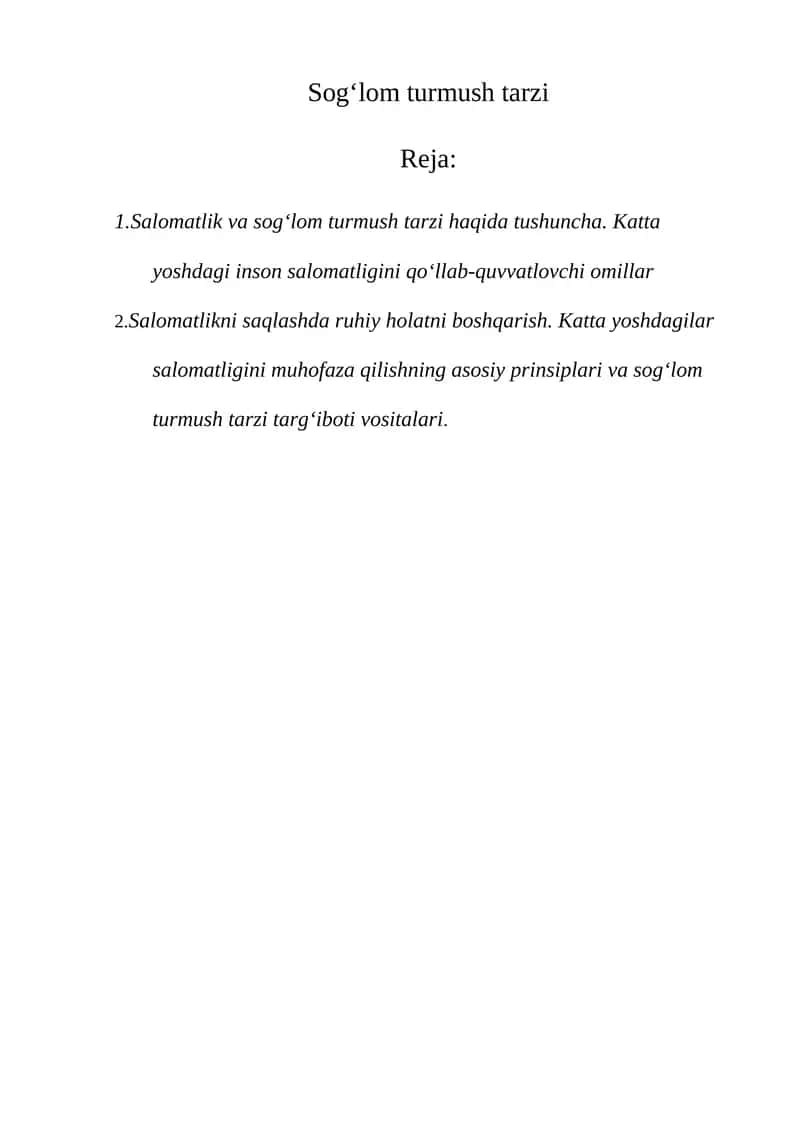 Salomatlik va sog‘lom turmush tarzi 1