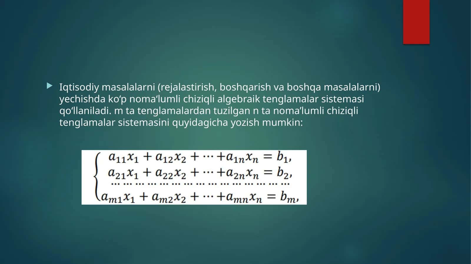 Algebraik tenglamalar sistemasini yechish 1