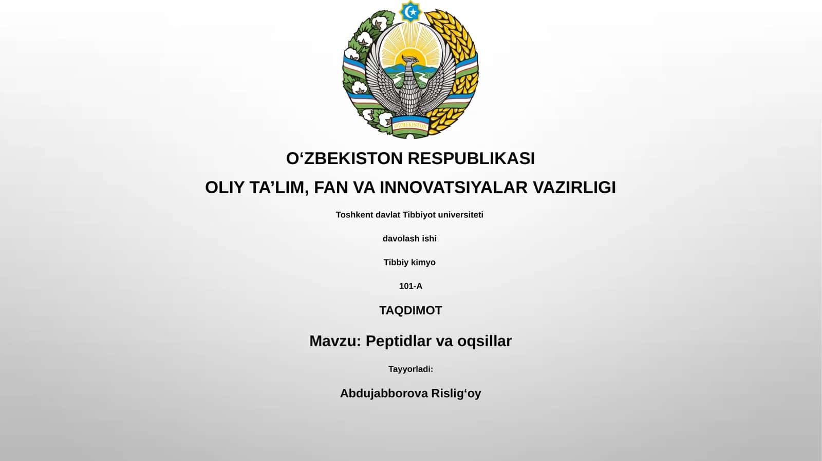 Peptidlar va oqsillar 1