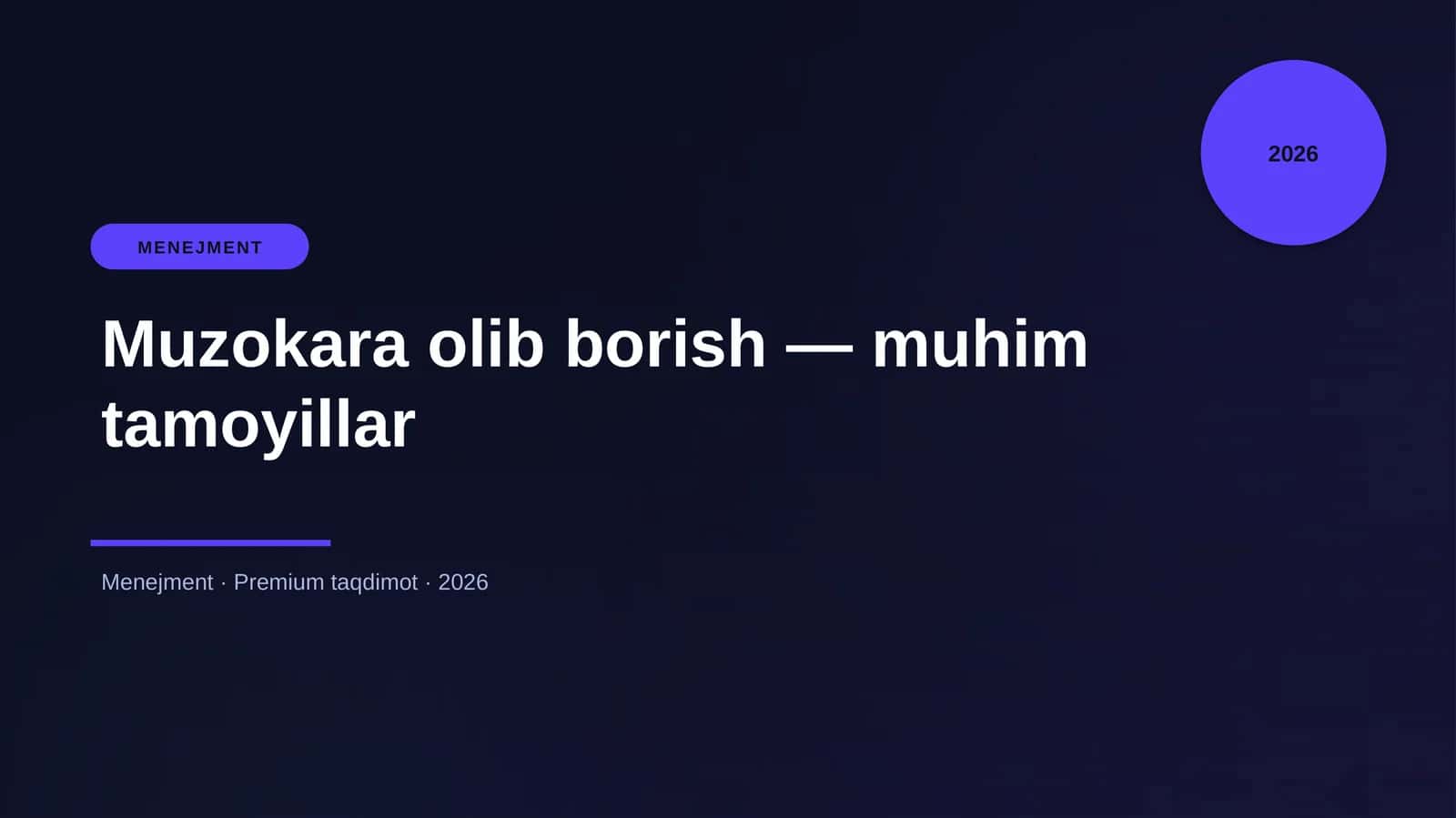 Muzokara olib borish — muhim tamoyillar 1
