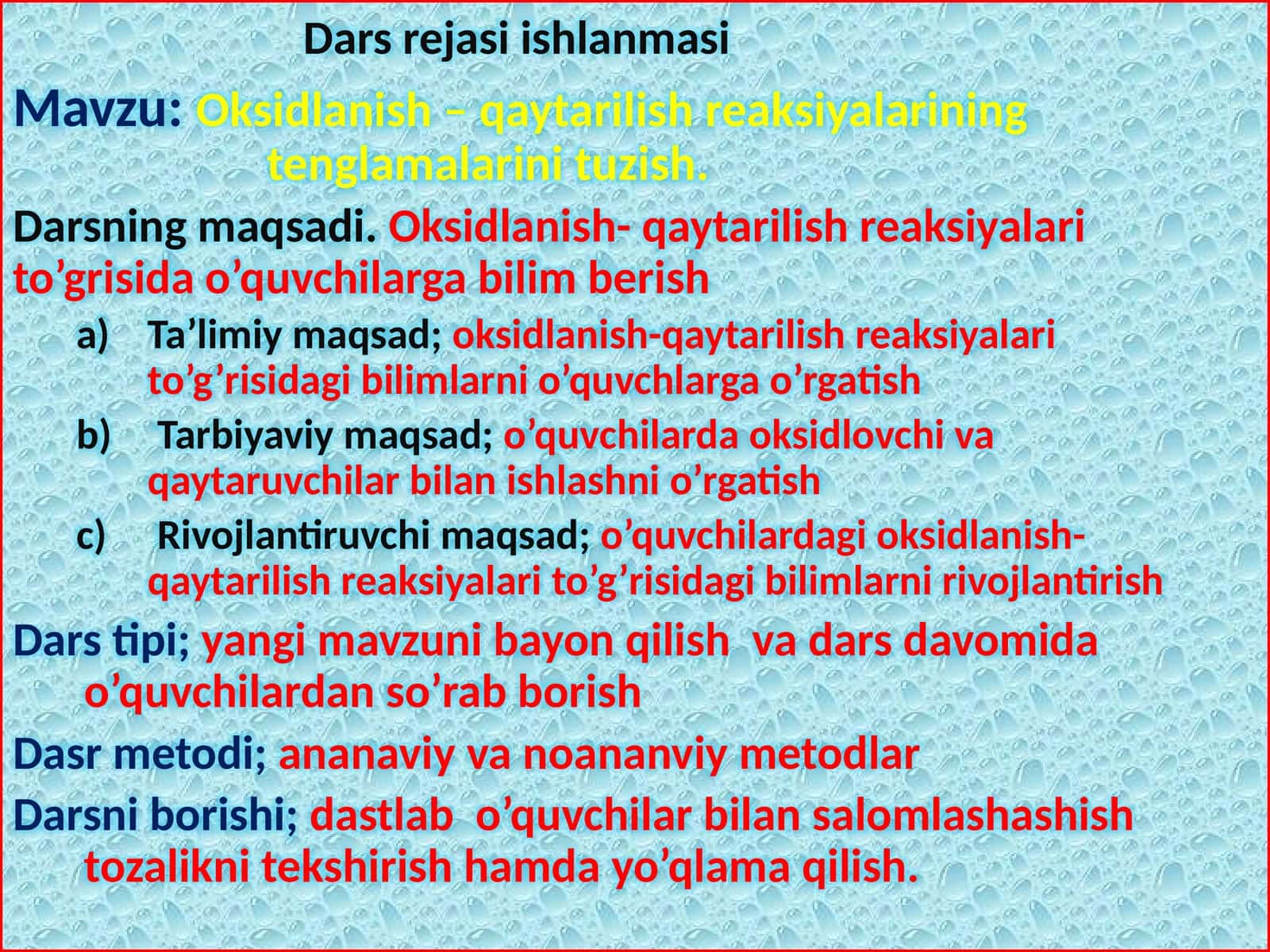 Darsrejasi ishlanmasi 1