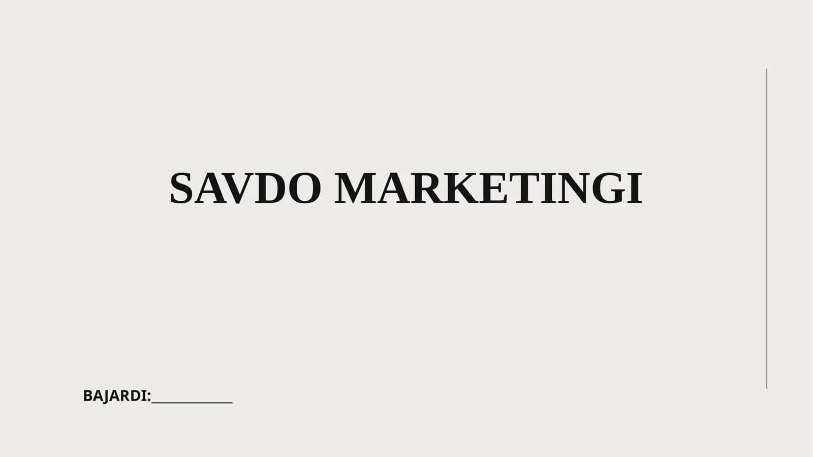 Savdo marketingi 1