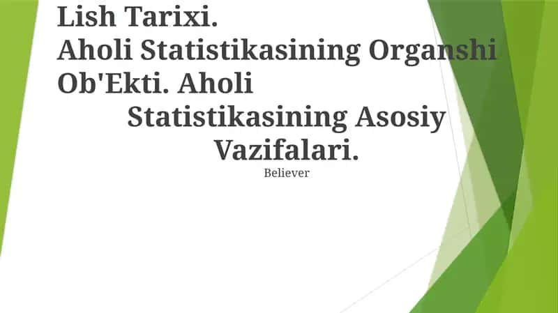 Aholi Statistikasining Paydo Bo Lish Tarixi 1