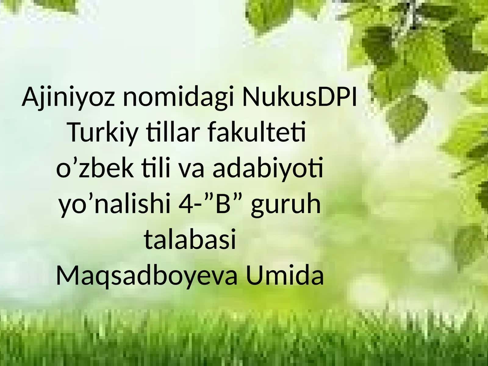 O’zbekning o’zligi 1