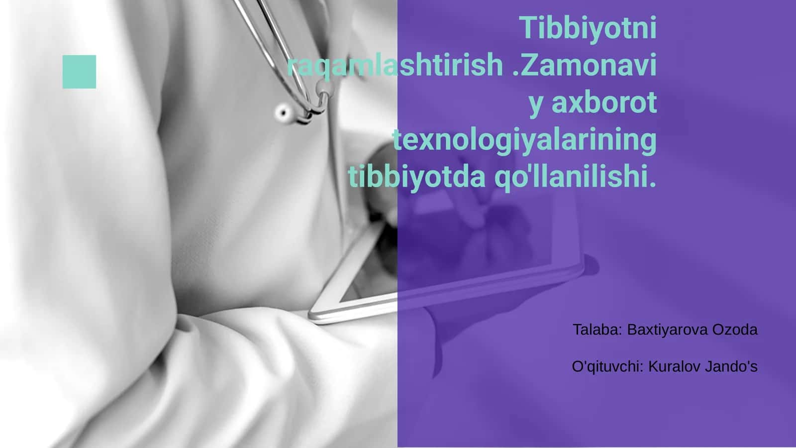 Tibbiyotni raqamlashtirish 1