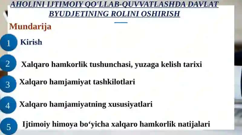 AHOLINI IJTIMOIY QO'LLAB-QUVVATLASHDA DAVLAT BYUDJETINING ROLINI OSHIRISH