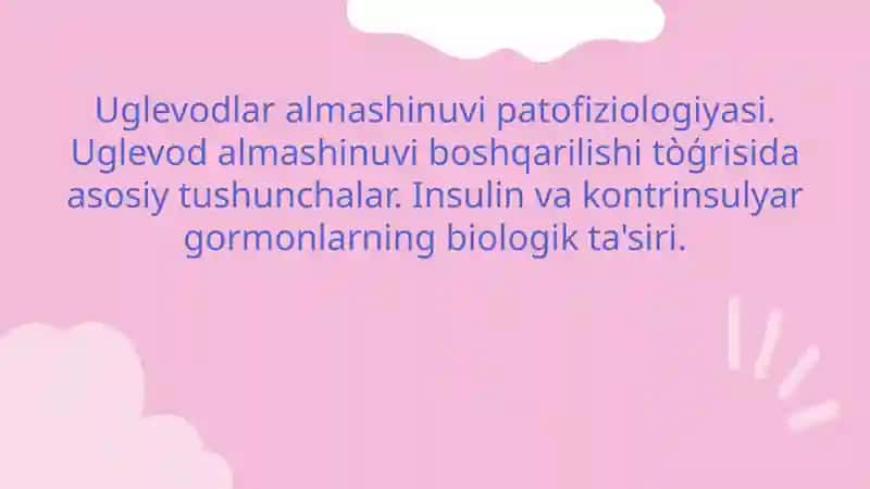 Uglevod almashinuvi va uning patofiziologiyasi