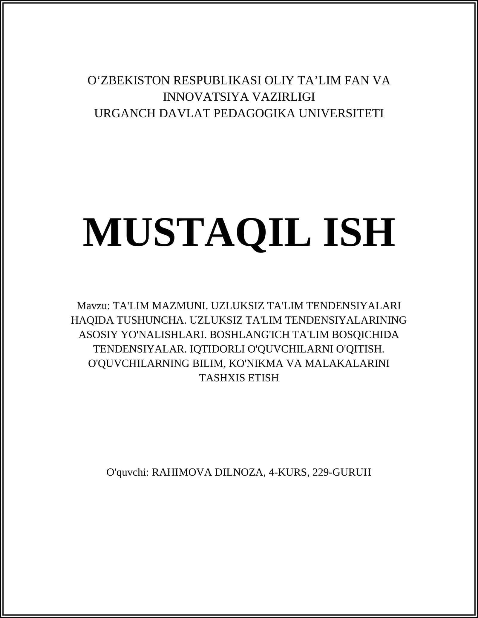 TA'LIM MAZMUNI 1