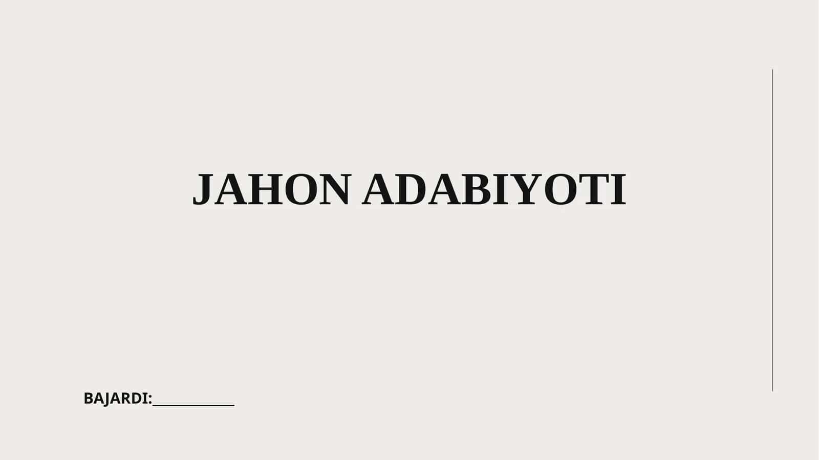 Jahon adabiyoti 1