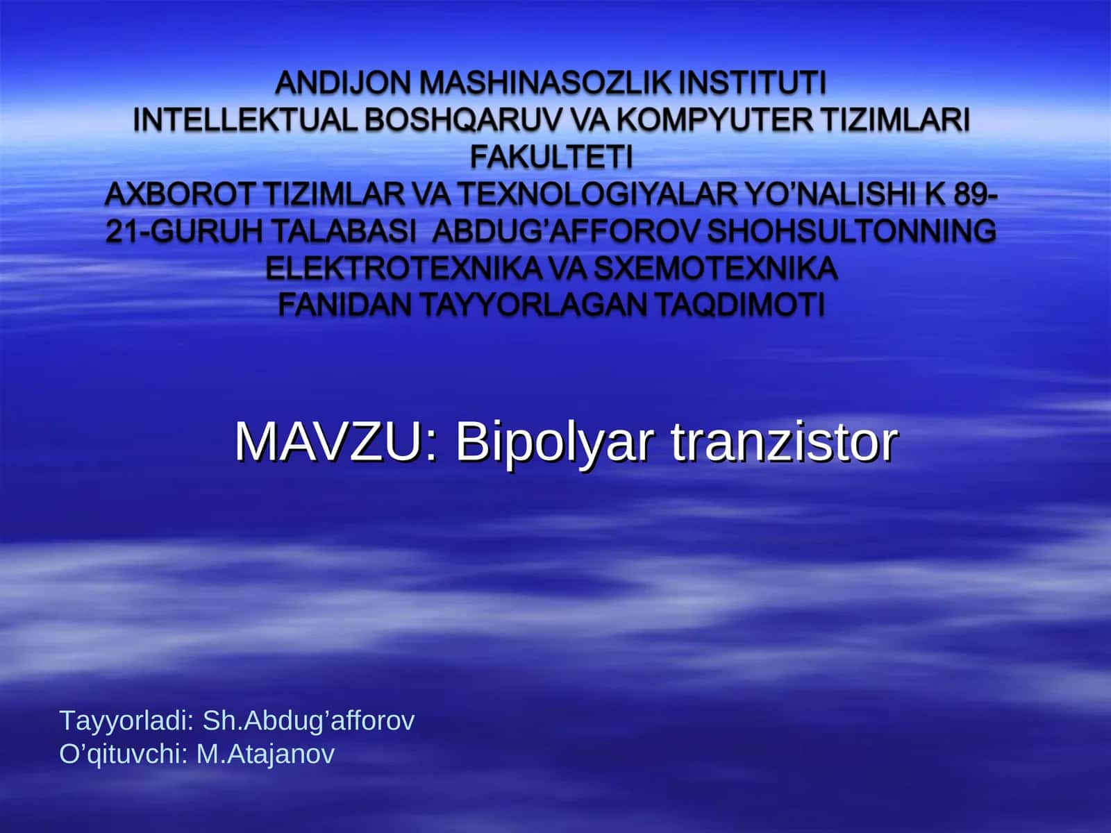 Bipolyar tranzistor 1